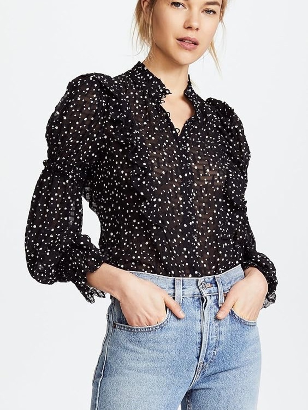 Rebecca Taylor Star Ruffle Silk Blouse